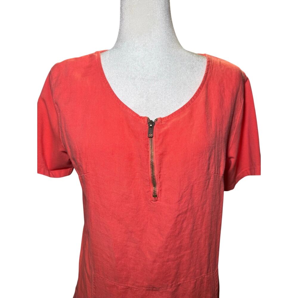 Annabelle 100% Linen Coral Midi Dress, Made In Italy, Lagenlook, Large - Picture 4 of 10